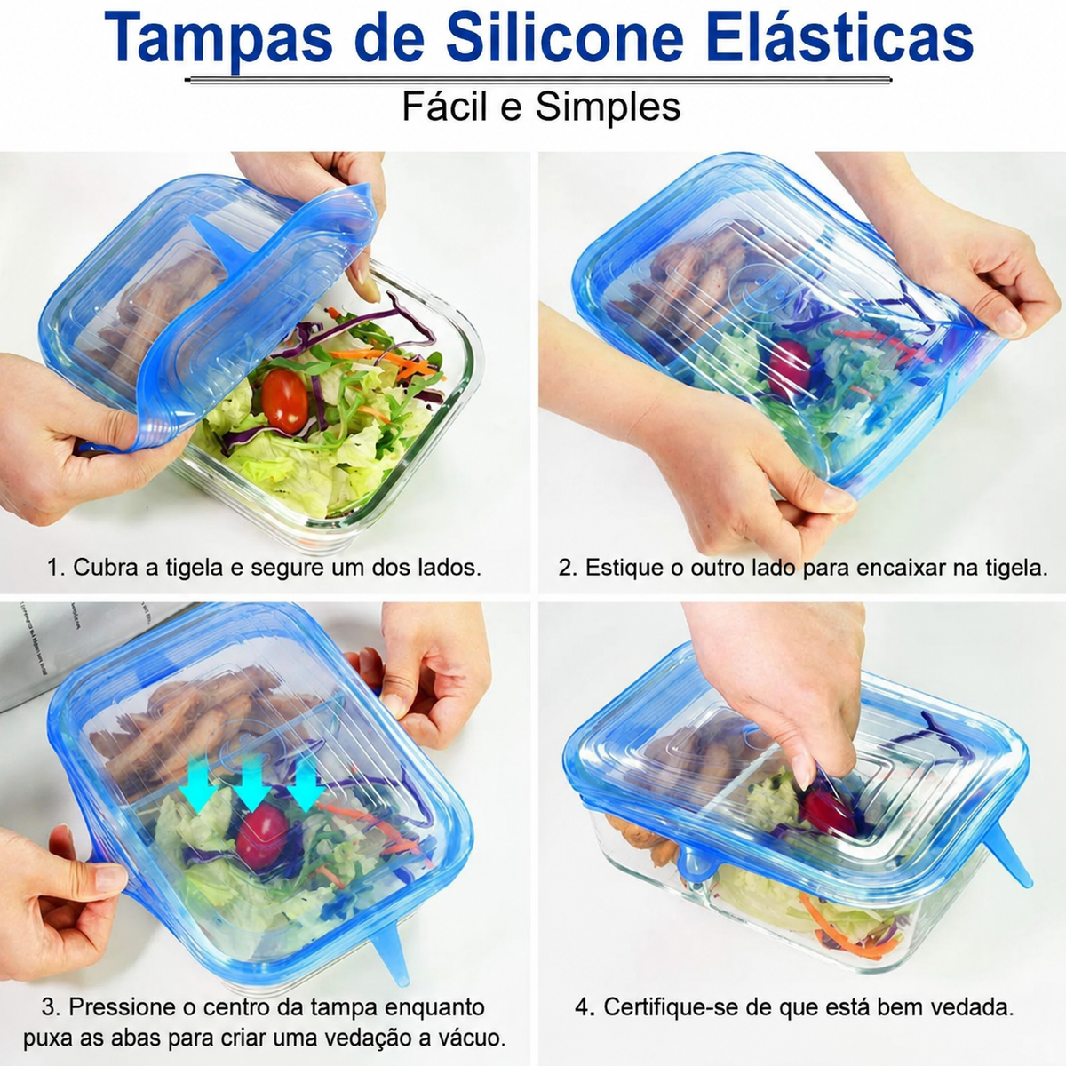 Tampas de Silicone Reutilizáveis