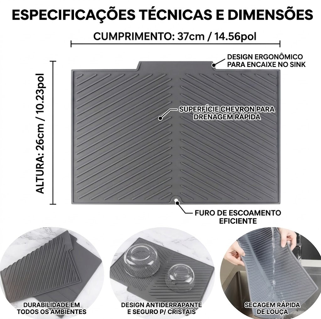 Tapete de silicone para secagem