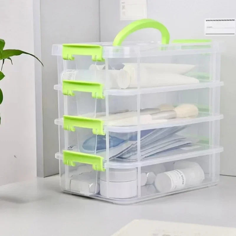 Caixa de armazenamento de plástico transparente de 4 camadas
