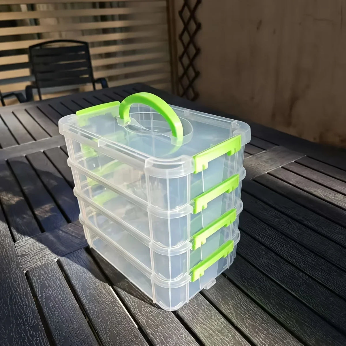 Caixa de armazenamento de plástico transparente de 4 camadas