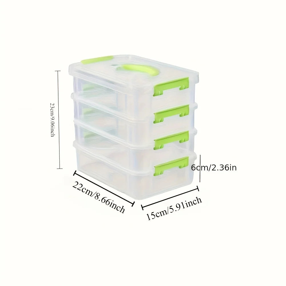 Caixa de armazenamento de plástico transparente de 4 camadas