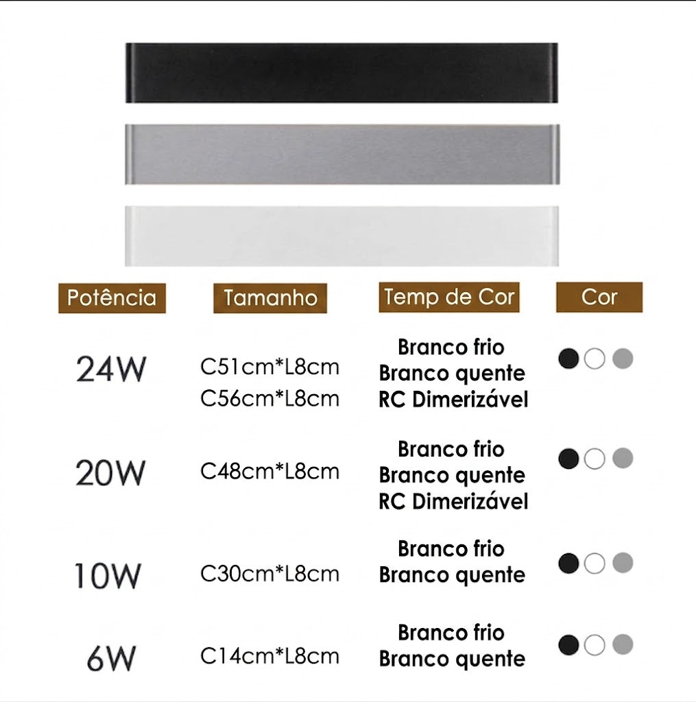 lâmpada moderna de parede led regulável